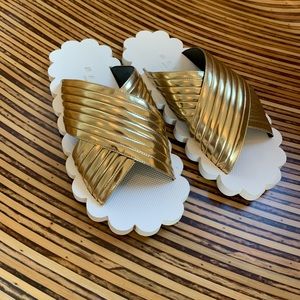 MARNI GOLD/WHITE SLIDES